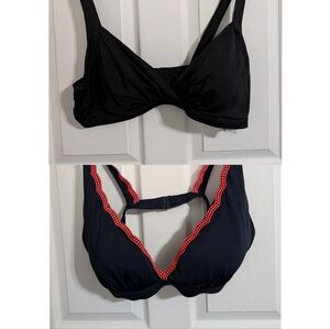 Boden Bikini Tops Size 16 Blue Black Lot Of 2 Swim Bathing Suit